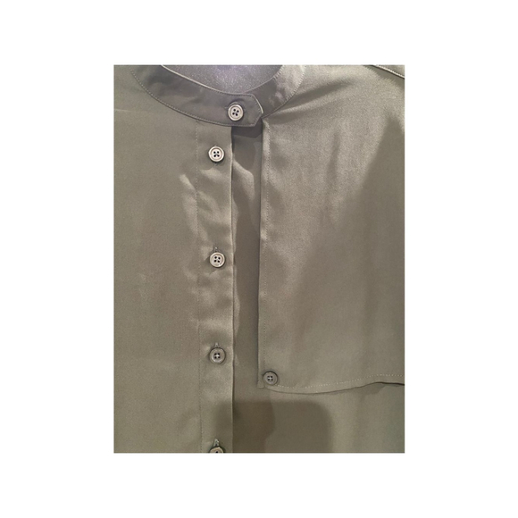 Who What Wear Long Sleeve Poplin Olive Green Blouse - Size Large (EUC) - Picture 4 of 6